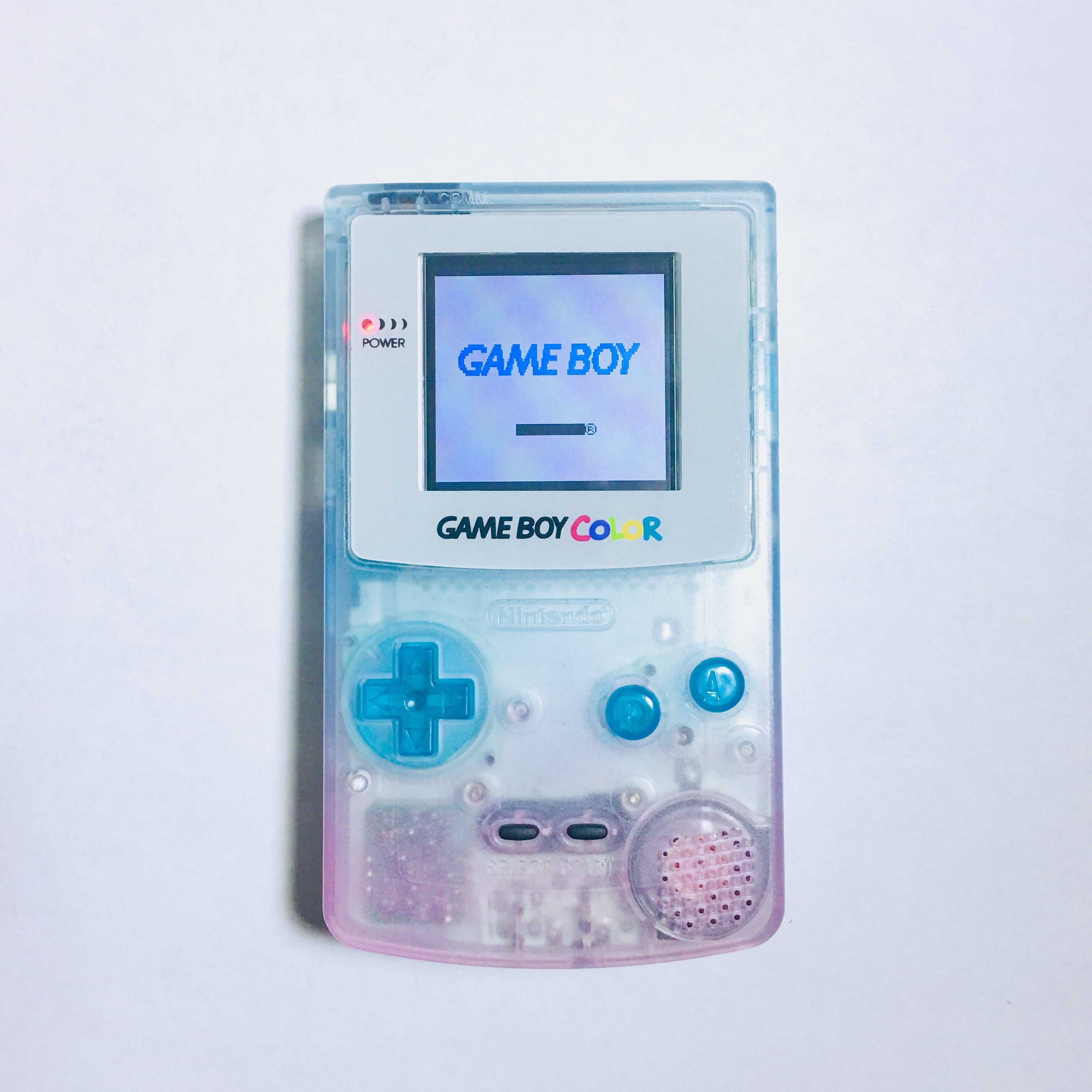 Transparent Pink and Blue Fade Gameboy Color with Backlight